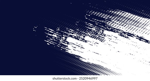 Dots halftone white and blue color pattern gradient grunge texture background. Dots pop art comics sport style vector illustration modern grunge dark blue