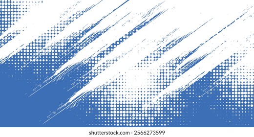 Dots halftone white and blue color pattern gradient grunge texture background. Dots pop art comics sport style vector illustration