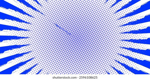 Dots halftone white and blue color pattern gradient grunge texture background. Dots pop art comics sport style vector illustration
