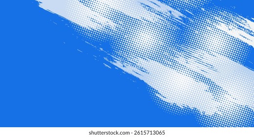 Dots halftone white and blue color pattern gradient grunge texture background. Dots pop art comics sport style vector illustration