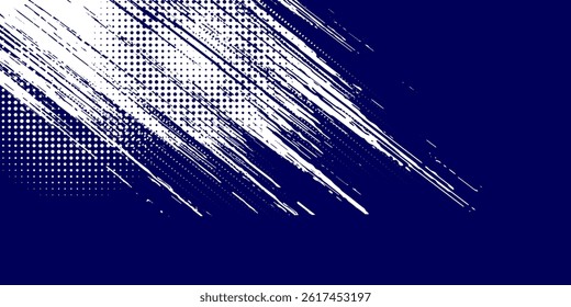 Dots halftone white and blue color pattern gradient grunge texture background. Dots pop art comics sport style vector illustration modern dark blue and white background abstract