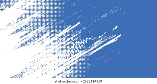 Dots halftone white and blue color pattern gradient grunge texture background. Dots pop art comics sport style vector illustration