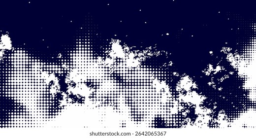 Dots halftone white blue color pattern gradient grunge texture background. Dots pop art comics sport style vector illustration.

