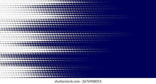 Fondo de textura grunge de gradiente de patrón de color blanco y azul de semitono de puntos. Ilustración vectorial de estilo deportivo de cómics de arte pop de puntos. Estilo de líneas de velocidad Abstractas color azul semitono azul 