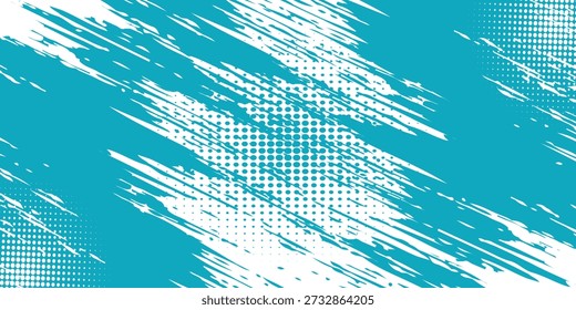 Pontos meio-tom branco e azul padrão de cor gradiente gradiente textura fundo. Pontos pop art quadrinhos estilo esporte vetor ilustração. vetor grunge e ponto. eps 10
