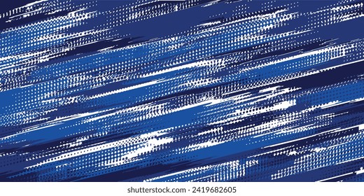 Pone el fondo de la textura de grunge del patrón de color de gradiente azul blanco de medio tono. Dibujo vectorial con estilo de historieta de arte pop.