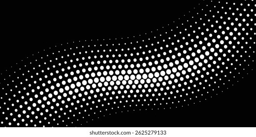 Textura de gradiente de patrón de color blanco semitono de puntos sobre fondo negro para Anuncio.