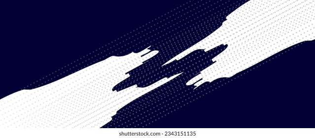 Dots halftone white \u0026 blue color pattern gradient grunge texture background. Dots pop art comics sport style vector illustration.