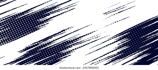 Dots halftone white \u0026 blue color pattern gradient grunge texture background. Dots pop art comics sport style vector illustration