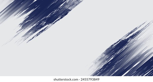 Dots halftone white \u0026 blue color pattern gradient grunge texture background.