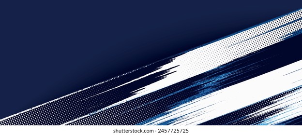 Dots halftone white \u0026 blue color pattern gradient grunge texture background. Dots pop art comics sport style vector illustration	