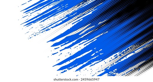 Dots halftone white \u0026 blue color pattern gradient grunge texture background. Dots pop art comics sport style vector illustration modern grunge 