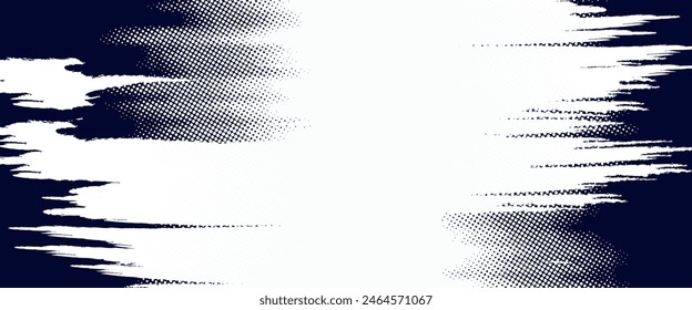 Puntos de medio tono blanco \u0026 azul patrón de color gradiente grunge textura de fondo. Puntos pop art comics sport style Ilustración vectorial