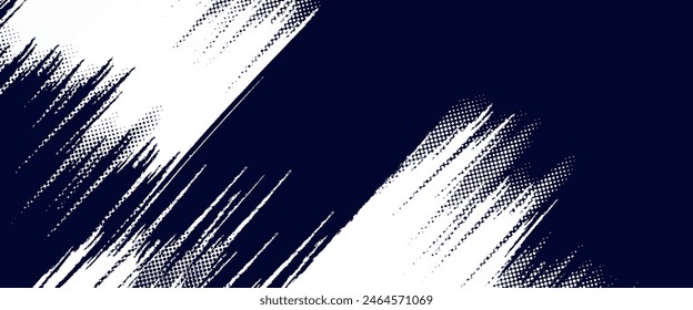 Puntos de medio tono blanco \u0026 azul patrón de color gradiente grunge textura de fondo. Puntos pop art comics sport style Ilustración vectorial