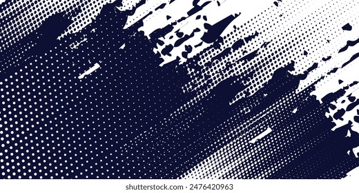Dots halftone white \u0026 blue color pattern gradient grunge texture background. Dots pop art comics sport style vector illustration white