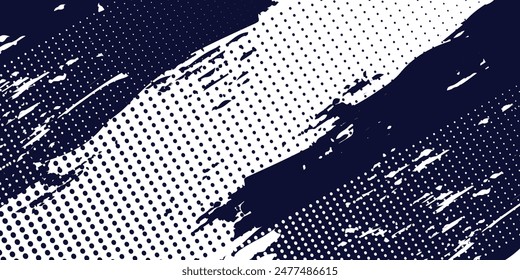 Puntos de medio tono blanco \u0026 azul patrón de color gradiente grunge textura de fondo. Puntos pop art comics sport style Ilustración vectorial
