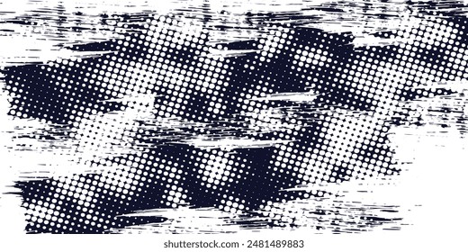 Puntos de medio tono blanco \u0026 azul patrón de color gradiente grunge textura de fondo. Puntos pop art comics sport style Ilustración vectorial
