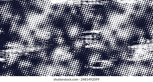Puntos de medio tono blanco \u0026 azul patrón de color gradiente grunge textura de fondo. Puntos pop art comics sport style Ilustración vectorial