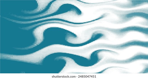 Dots halftone white \u0026 blue color pattern gradient grunge texture background.