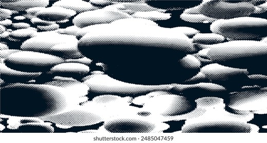 Dots halftone white \u0026 blue color pattern gradient grunge texture background.