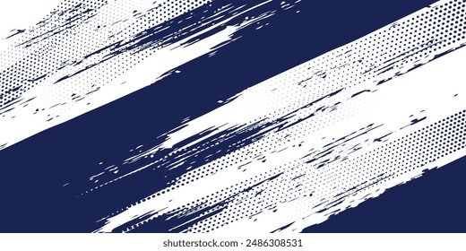 Dots halftone white \u0026 blue color pattern gradient grunge texture background. Dots pop art comics sport style vector illustration