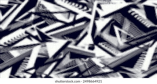 Dots halftone white \u0026 blue color pattern gradient grunge texture background. Dots pop art comics sport style vector	