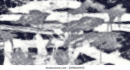 Punto medio tono blanco \u0026 patrón de color azul gradiente grunge textura de fondo. Vector de estilo deportivo de cómics de arte pop de puntos	
