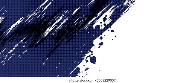 Punto medio tono blanco \u0026 patrón de color azul gradiente grunge textura de fondo. Punto pop art comics estilo deportivo