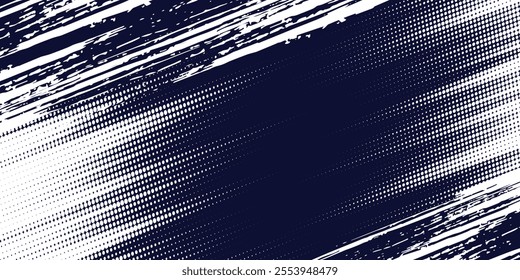 Dots halftone white \u0026 blue color pattern gradient grunge texture background. dot pop art illustration