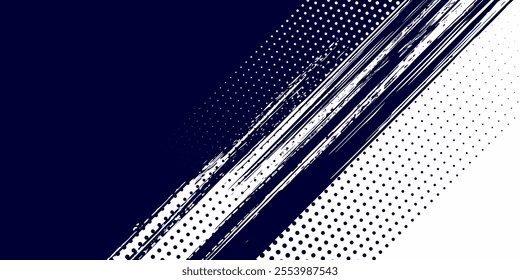 Dots halftone white \u0026 blue color pattern gradient grunge texture background. Dots pop art comics sport style