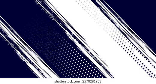 Dots halftone white \u0026 blue color pattern gradient grunge texture background. Dots pop art comics sport style 