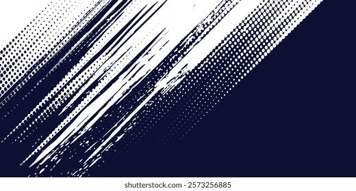 Dots halftone white \u0026 blue color pattern gradient grunge texture background. Dots pop art comics sport style vector illustration background