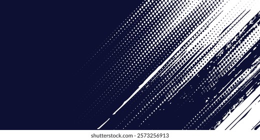 Dots halftone white \u0026 blue color pattern gradient grunge texture background. Dots pop art comics sport style vector illustration background