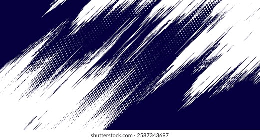 Dots halftone white \u0026 blue color pattern gradient grunge texture background. Dots pop art comics sport style vector