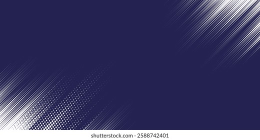 Dots halftone white \u0026 blue color pattern gradient grunge texture background. Dots pop art comics sport style vector illustration
