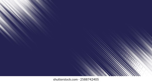 Dots halftone white \u0026 blue color pattern gradient grunge texture background. Dots pop art comics sport style vector illustration
