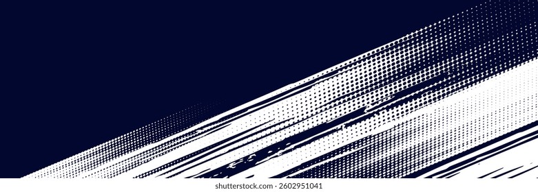 Dots halftone white \u0026 blue color pattern gradient grunge texture background. Dots pop art comics sport