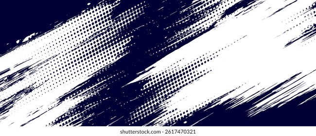 Dots halftone white \u0026 blue color pattern gradient grunge texture background. Dots pop art comics sport style vector illustration
