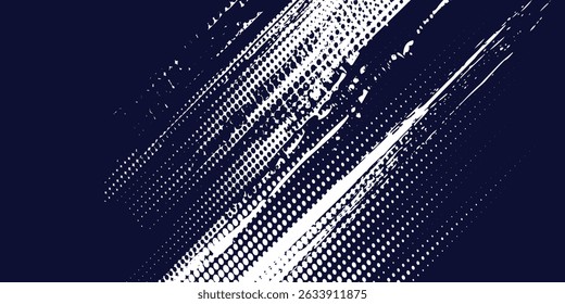 Dots halftone white \u0026 blue color pattern gradient grunge texture background. Dots pop art comics 