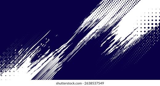 Dots halftone white \u0026 blue color pattern gradient grunge texture background. Dots pop art comics sport style vector illustration