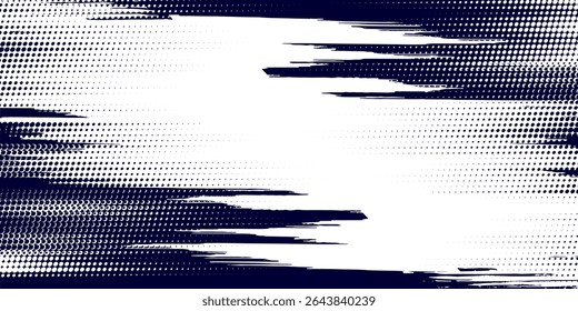 Punto medio tono blanco \u0026 patrón de color azul gradiente grunge textura de fondo. Ilustración vectorial de estilo deportivo de cómics de arte pop de puntos