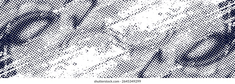 Dots halftone white \u0026 blue color pattern gradient grunge texture background. Dots pop art comics sport style vector illustration	