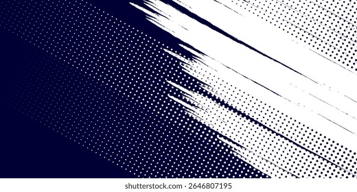 Punto medio tono blanco \u0026 patrón de color azul gradiente grunge textura de fondo. Ilustración vectorial de estilo deportivo de cómics de arte pop de puntos. moderno