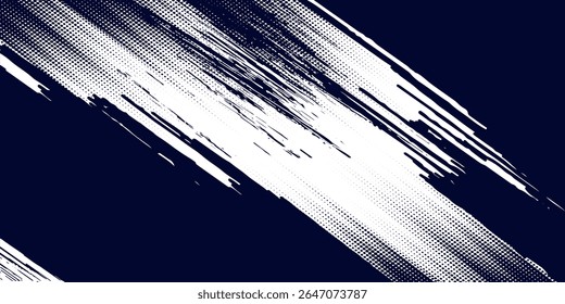 Punto medio tono blanco \u0026 patrón de color azul gradiente grunge textura de fondo. Ilustración vectorial de estilo deportivo de cómics de arte pop de puntos