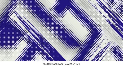 Punto medio tono blanco \u0026 patrón de color azul gradiente grunge textura de fondo. Ilustración vectorial de estilo deportivo de cómics de arte pop de puntos