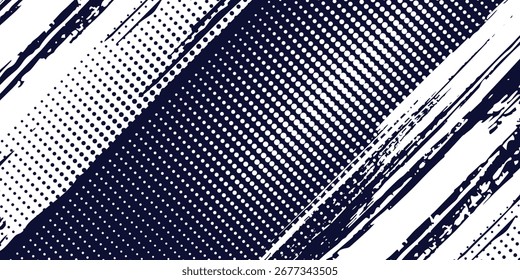 Dots halftone white \u0026 blue color pattern gradient grunge texture background. Dots pop art comics sport style  dots spraying and halftones dot background 