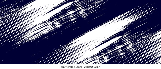 Dots halftone white \u0026 blue color pattern gradient grunge texture background. Dots pop art comics sport style vector illustration