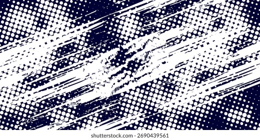 Pontos branco de meio-tom \u0026 cor azul padrão gradiente gradiente textura fundo. Pontos pop art quadrinhos esporte estilo vetor 