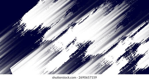 Dots halftone white \u0026 blue color pattern gradient grunge texture background. Dots pop art comics sport style vector illustration