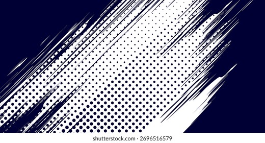 Dots halftone white \u0026 blue color pattern gradient grunge texture background. Dots pop art comics sport style vector illustration